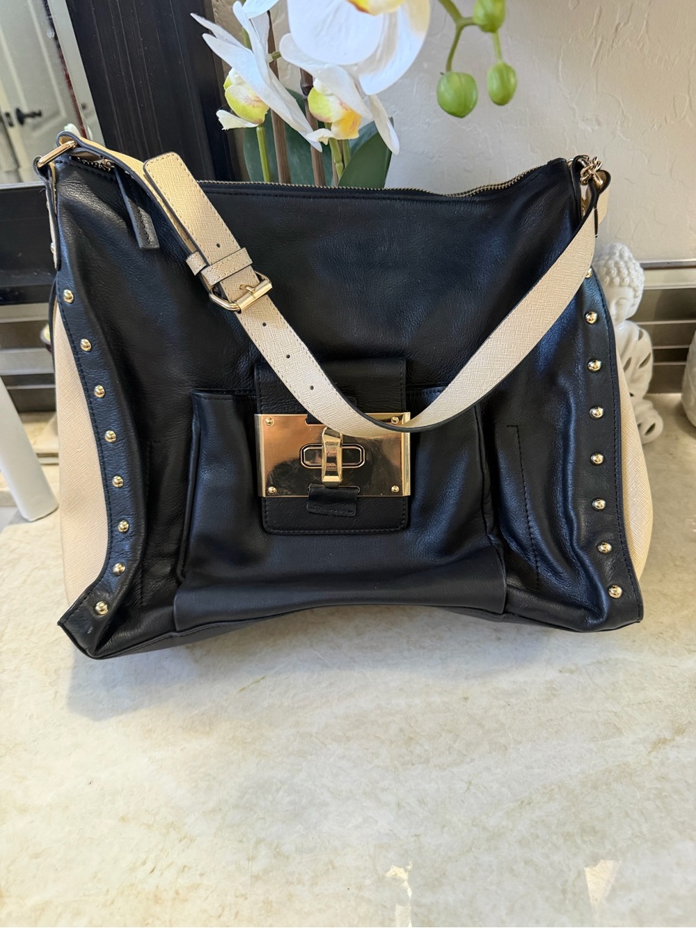 Oh by Joy Gryson hobo bag black and cream leather
